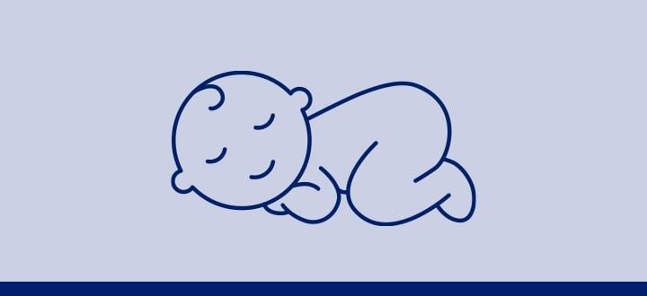 Baby without a diaper in child's pose icon