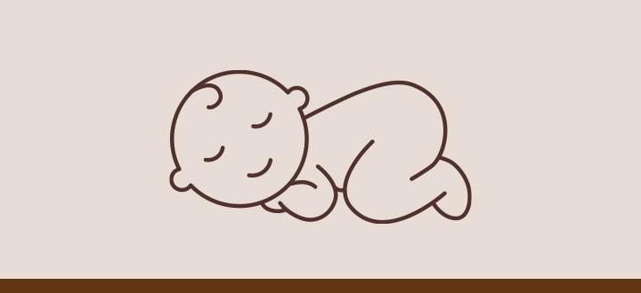 Baby without a diaper in child's pose icon